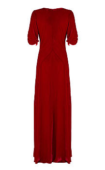 1940s Style Maxi Dress In Deep Red Silk Velvet, 6 of 7