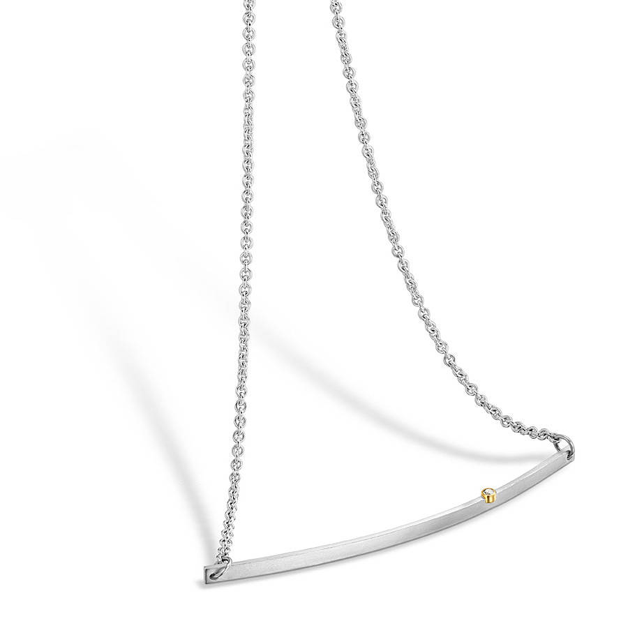 Diamond Bar Silver Necklace By Shona Jewellery