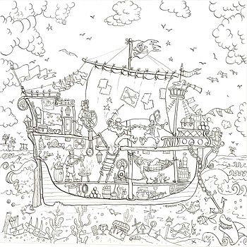 Pirate Ship Colouring In Poster, 2 of 3