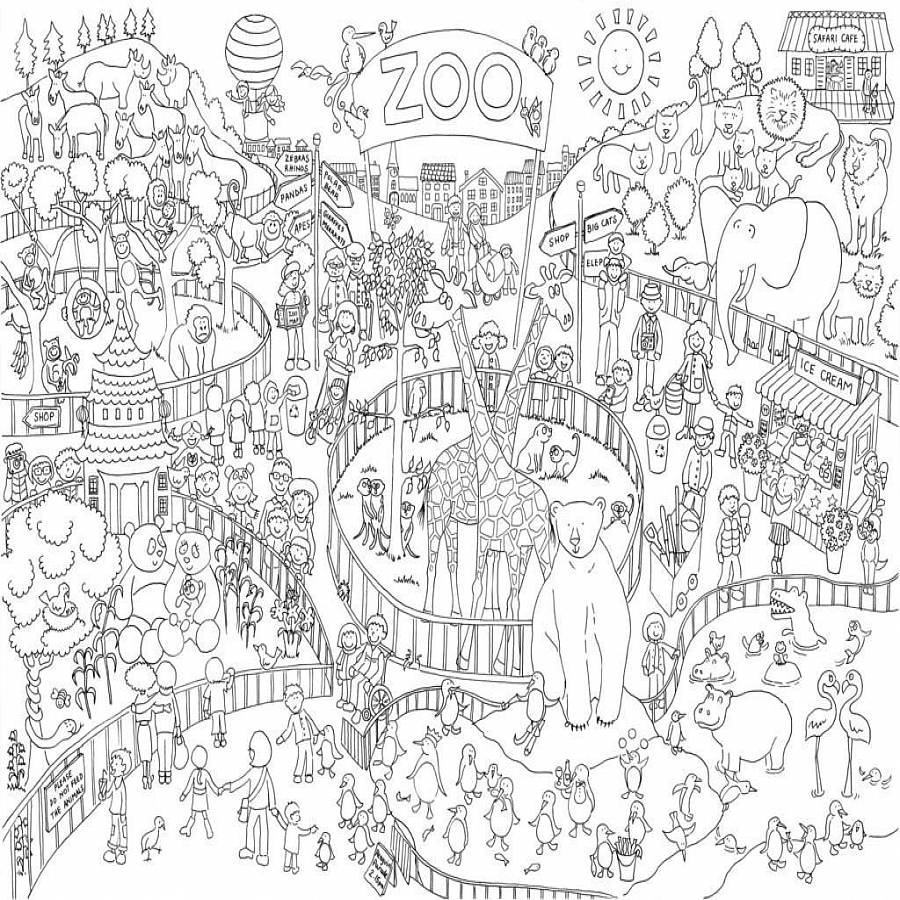 zoo colouring in poster by really giant posters