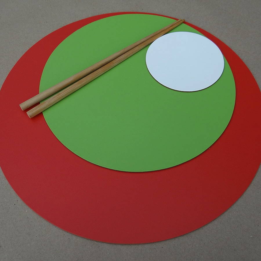 set of four large round leather placemats by artbox