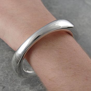 Chunky Sterling Silver Flowing Bangle, 5 of 6