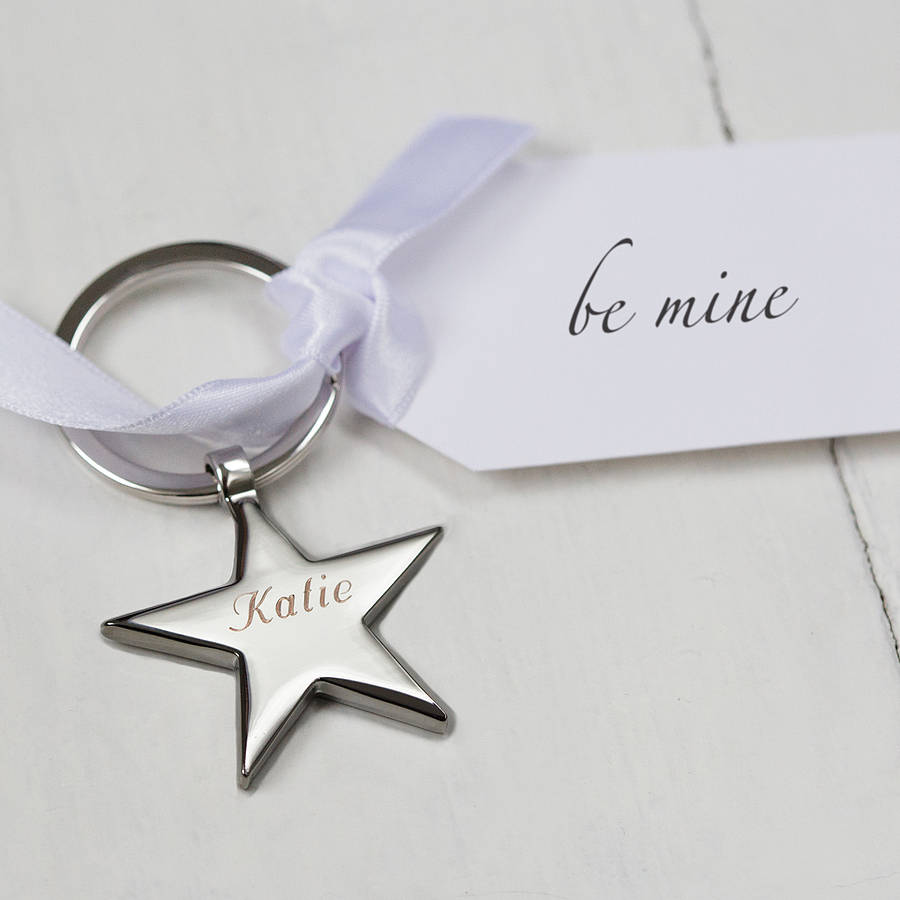 Personalised Engraved Star Keyring With Tag By TwentySeven