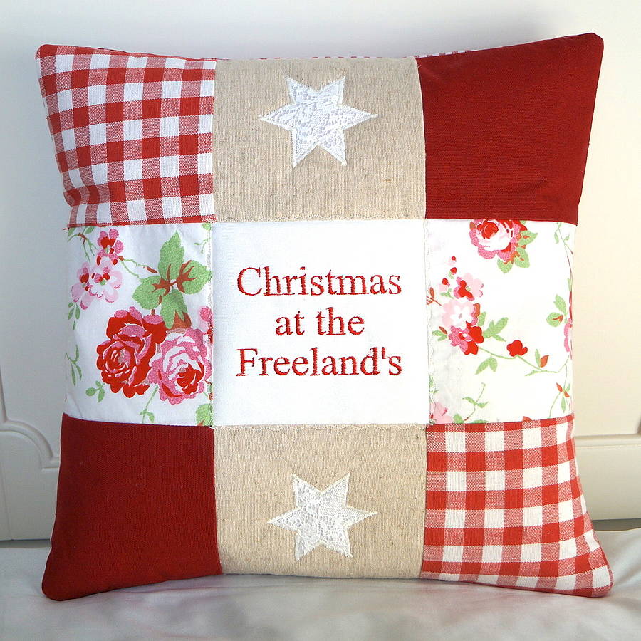 family christmas cushion by tuppenny house designs