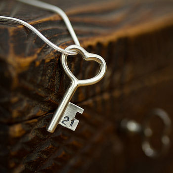 Personalised 21st Sterling Silver Key Necklace, 3 of 6