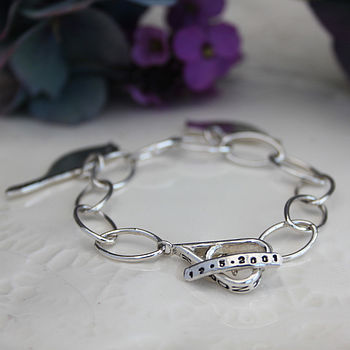 Personalised Sterling Silver Heart Toggle Bracelet, 8 of 11