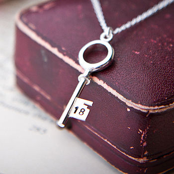 Personalised 18th Sterling Silver Key Necklace, 4 of 8