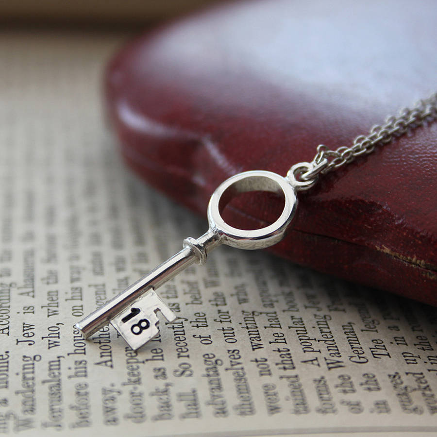 Personalised 18th Sterling Silver Key Necklace, 1 of 8