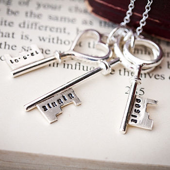 Personalised 18th Sterling Silver Key Necklace, 6 of 8