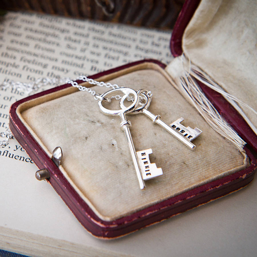 Personalised Double Sterling Silver Key Necklace, 1 of 7