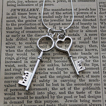 Personalised Double Sterling Silver Key Necklace, 2 of 7
