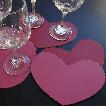 Set Of Two Leather Heart Coasters, 6 of 8