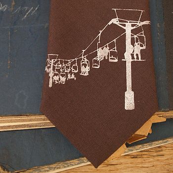 Ski Lift Print Wool Tie, 5 of 8