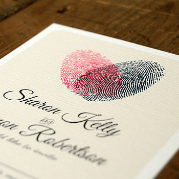 Fingerprint Heart Wedding Invitation And Save The Date, 3 of 9
