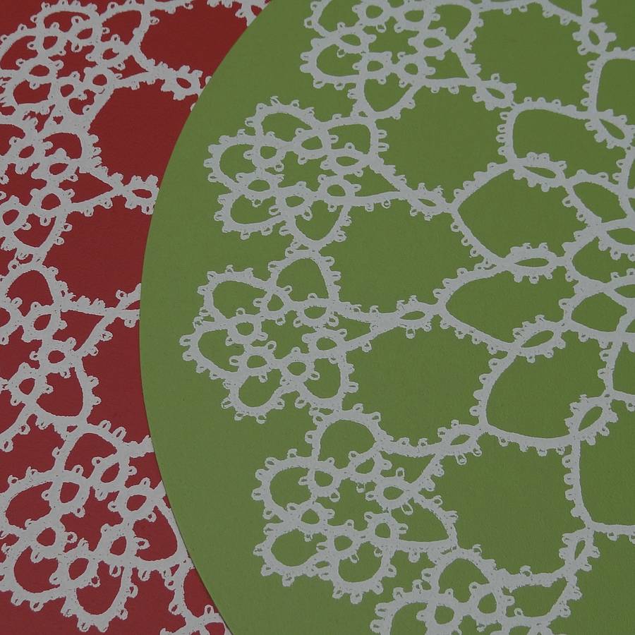 Large White Lace Leather Placemats By Artbox