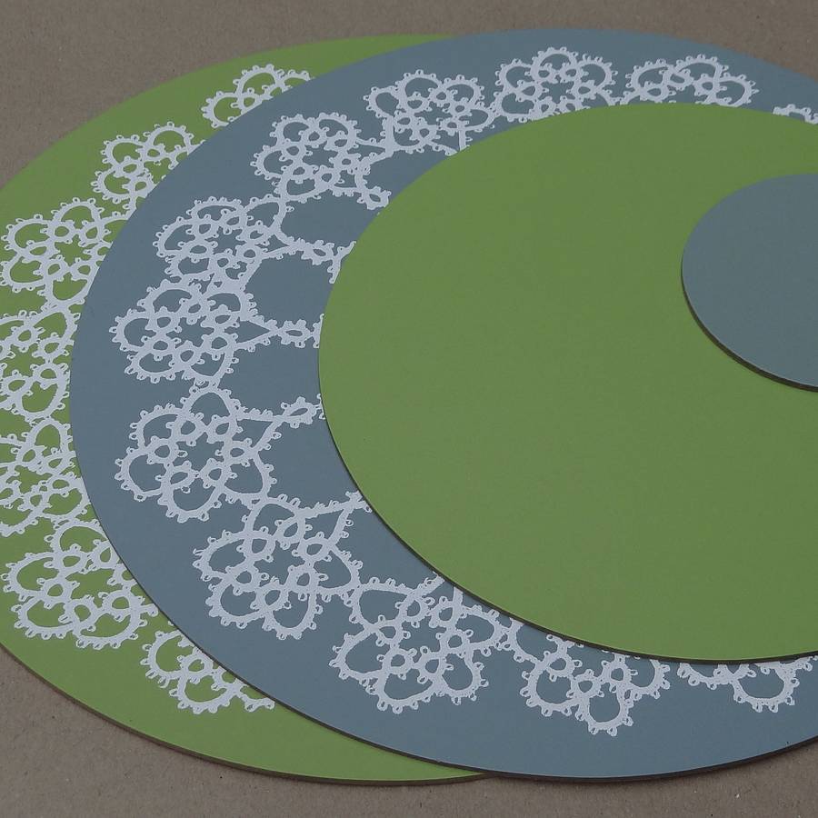 Large White Lace Leather Placemats By Artbox