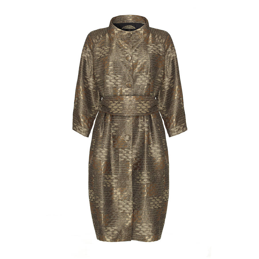 Dolce Vita Coat In Burnished Gold Jacquard By Nancy Mac ...