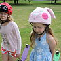 Childs Pink Or Cream Bunny Hi Vis Helmet Cover, thumbnail 4 of 8
