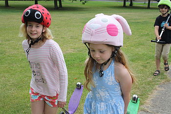 Childs Pink Or Cream Bunny Hi Vis Helmet Cover, 4 of 8