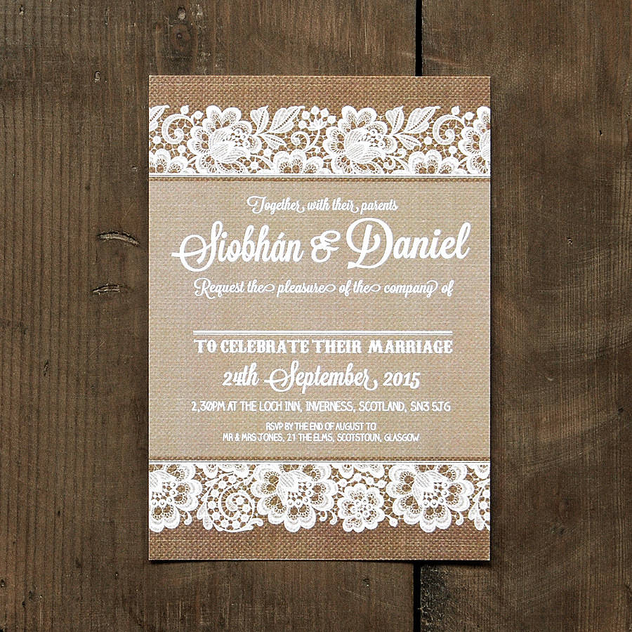 vintage lace wedding day invitation by feel good wedding invitations ...