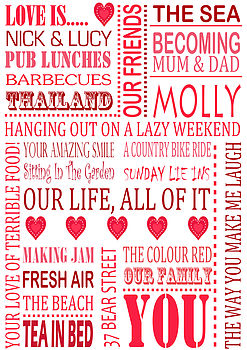 Personalised Love Print Valentines Day Gift, 3 of 4