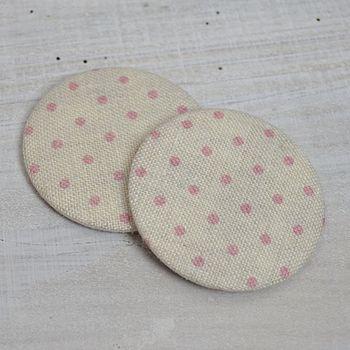 Pink Dots Linen Compact Mirror, 2 of 3
