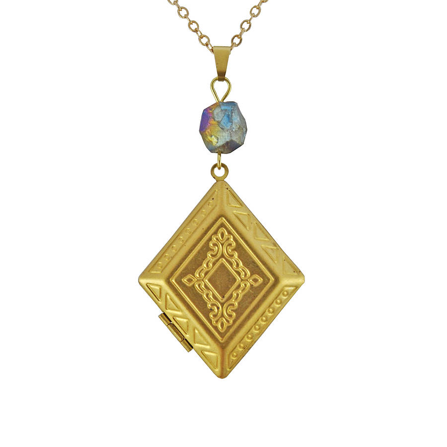 diamond shaped brass locket by penny masquerade | notonthehighstreet.com