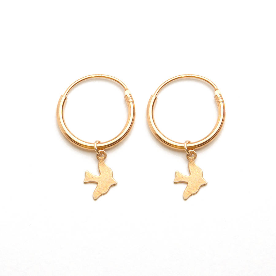 dickie bird charm hoop earrings by eden jewellery | notonthehighstreet.com