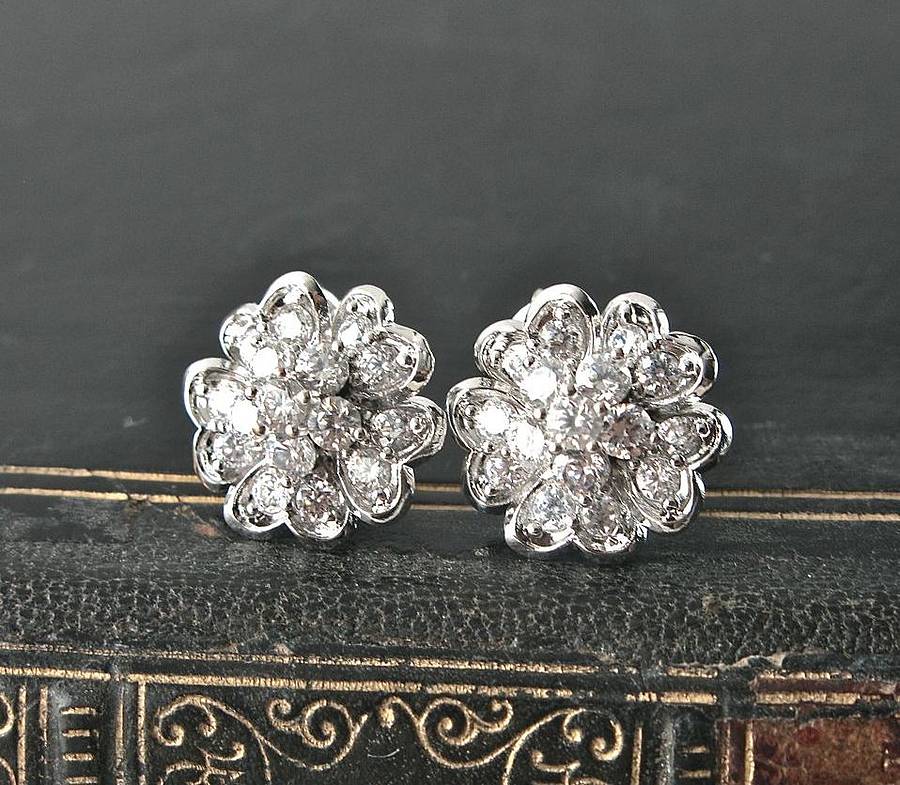 crystal encrusted flower earrings by gama weddings | notonthehighstreet.com