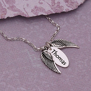 Handmade Personalised Silver Name Necklace with Angel Wings, 3 of 8