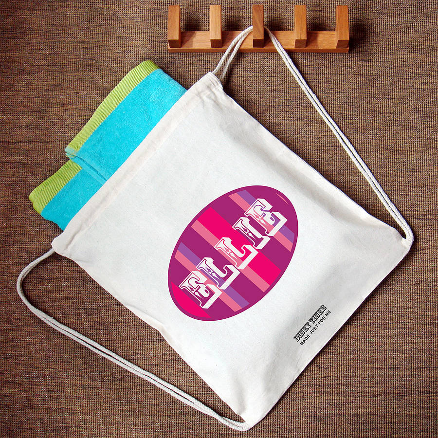 personalised p.e kit bag stripe design backpack by dinkytinks