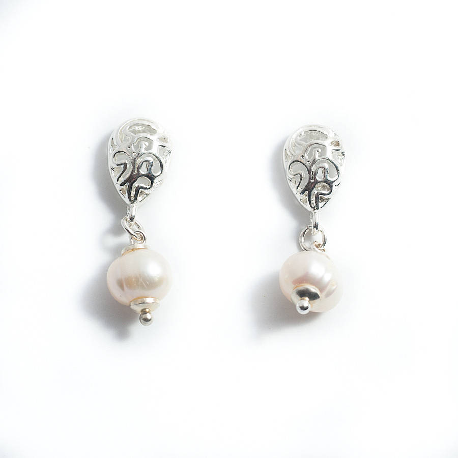silver pearl drop earrings by francesca rossi designs ...