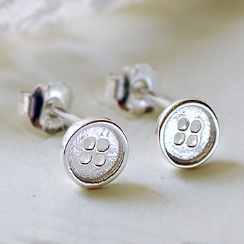 Tiny Silver Button Stud Earrings, 4 of 6