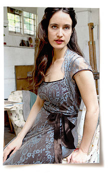 Lace Dress With Forties Neckline In In Winter Blue, 4 of 4