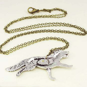 Wild Fox Necklace Pendant Antiqued Pewter, 2 of 2