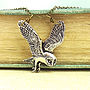 Barn Owl Necklace Pendant Antiqued Pewter, thumbnail 1 of 2