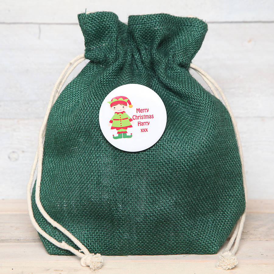 christmas snowman personalised mini jute sack by red berry apple ...