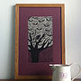 Butterfly Leaves Lino Cut With Chin Colle, thumbnail 1 of 3
