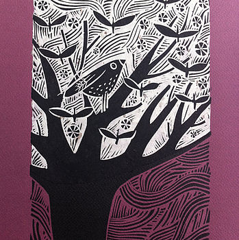 Butterfly Leaves Lino Cut With Chin Colle, 2 of 3