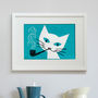Vintage Cat With Pipe Print, thumbnail 2 of 4