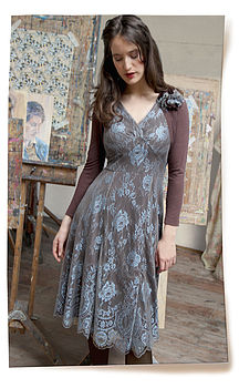 Special Occasion Lace Dress In Winter Blue, 3 of 4