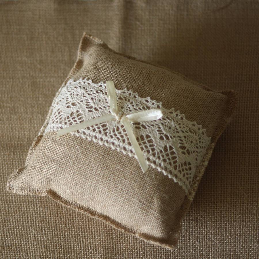 hessian lace wedding ring cushion by the wedding of my dreams ...