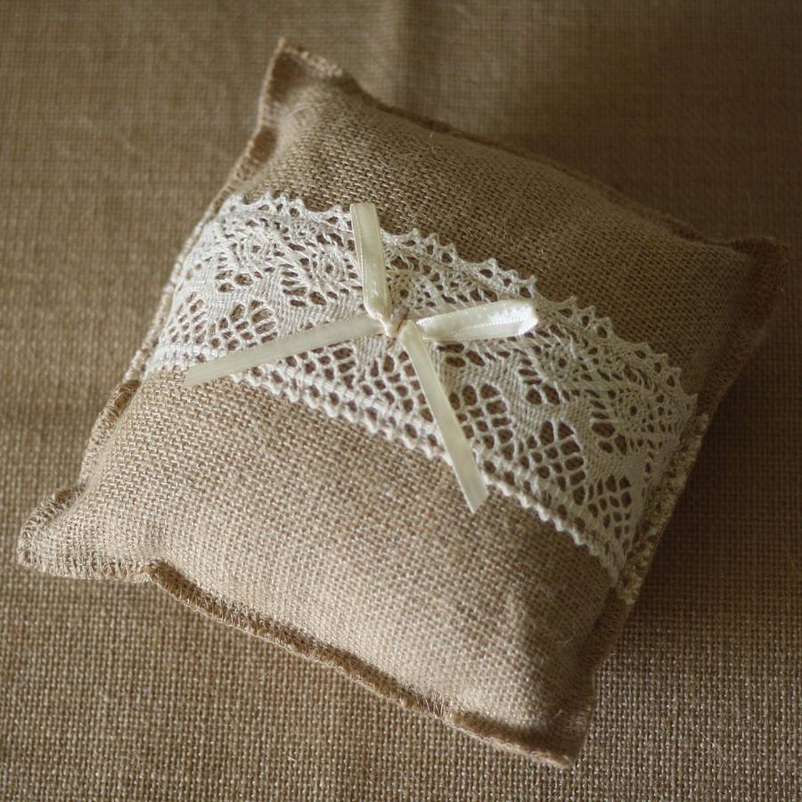 hessian lace wedding ring cushion by the wedding of my dreams ...