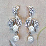 Tippi Crystal Leaf And Pearl Earrings, thumbnail 1 of 2