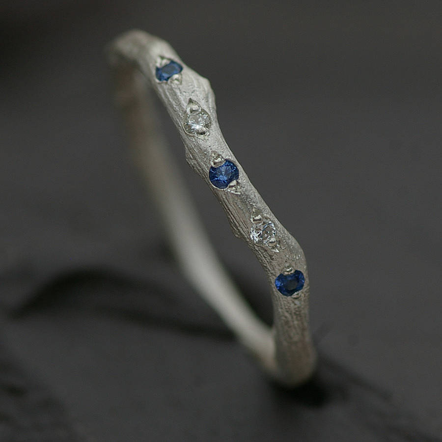 Eternity Ring Set With Blue Topaz And Diamond