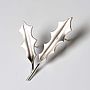 Silver Holly Brooch Brushed Finish, thumbnail 1 of 8