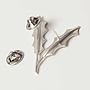 Silver Holly Brooch Brushed Finish, thumbnail 7 of 8
