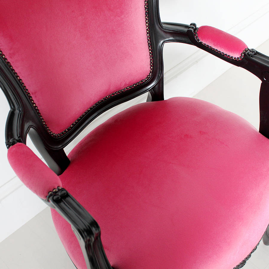 French Chair In Pink With Black Frame By Out There Interiors