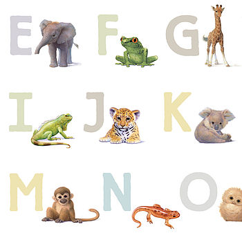 Personalised Illustrated Animals Alphabet Nursery Print, 10 of 12