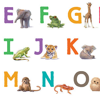 Personalised Illustrated Animals Bright Alphabet Print, 10 of 12